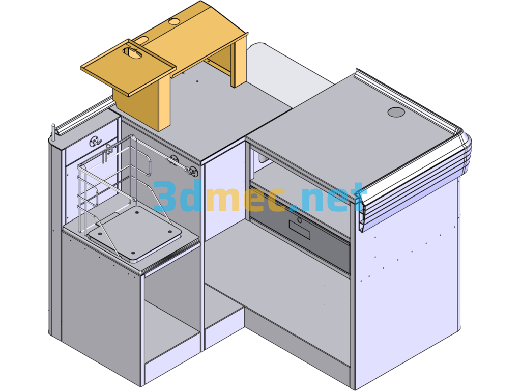 Supermarket Series Equipment--Fast Cashier 3D Model - 3D Model SolidWorks Free Download