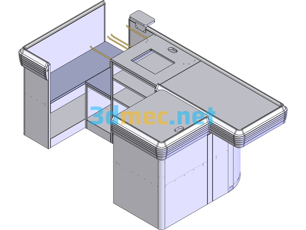 Supermarket Series Equipment--Cashier 1 3D Model - 3D Model SolidWorks Free Download