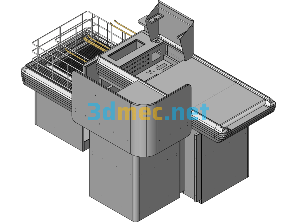 Supermarket Series Equipment--Cashier 2 3D Model - 3D Model SolidWorks Free Download