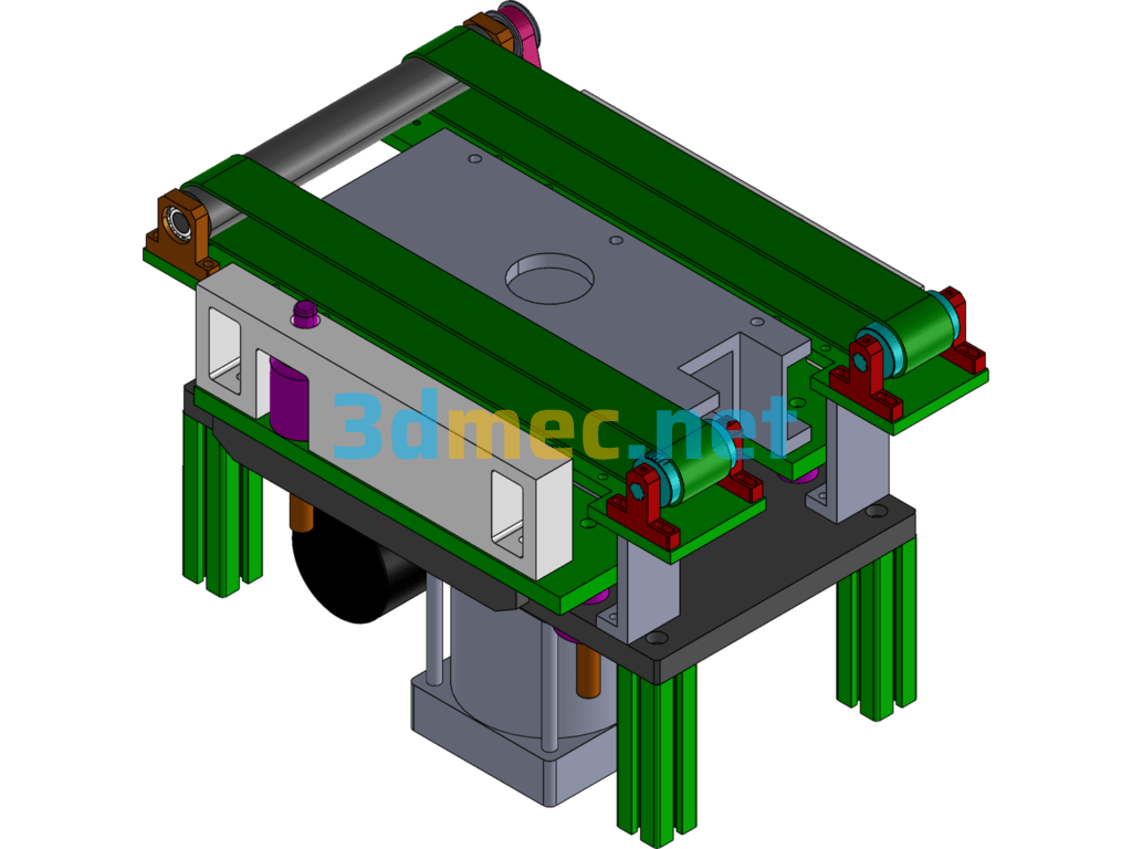 Lifting And Positioning Conveyor Belt Structure Diagram - 3D Model SolidWorks Free Download