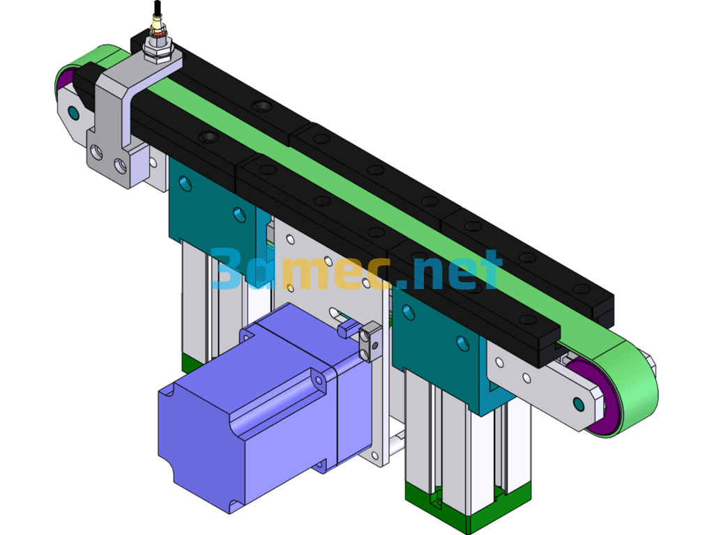 Small Conveyor Bearing Belt Line - 3D Model SolidWorks Free Download