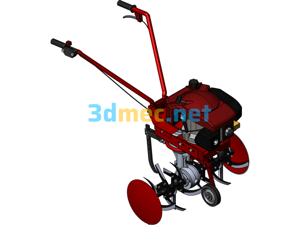 Micro Tiller, Rotary Tiller - 3D Model SolidWorks Free Download