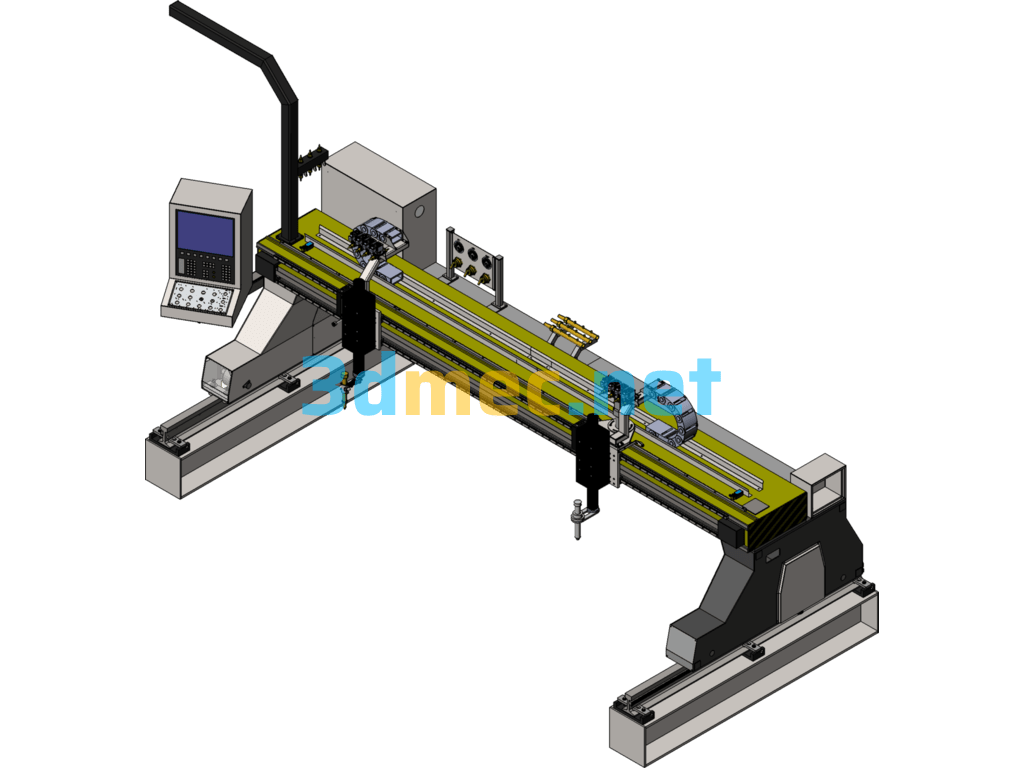 CNC Gantry Gas Cutting Machine - 3D Model SolidWorks Free Download