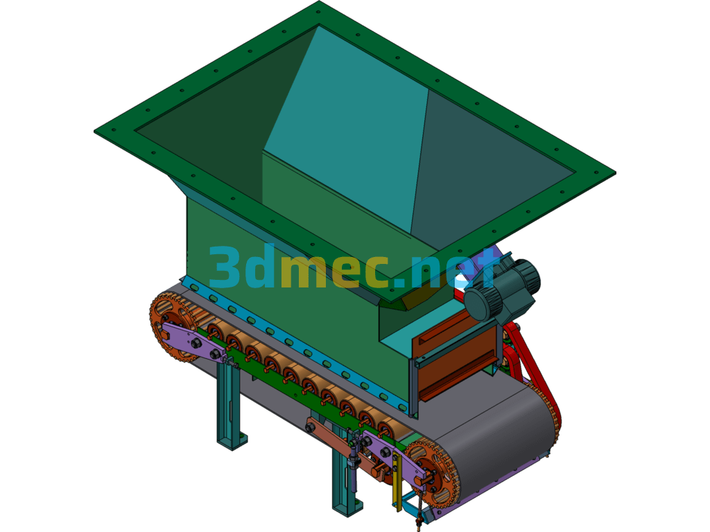 Hopper Roller Conveyor - 3D Model SolidWorks Free Download