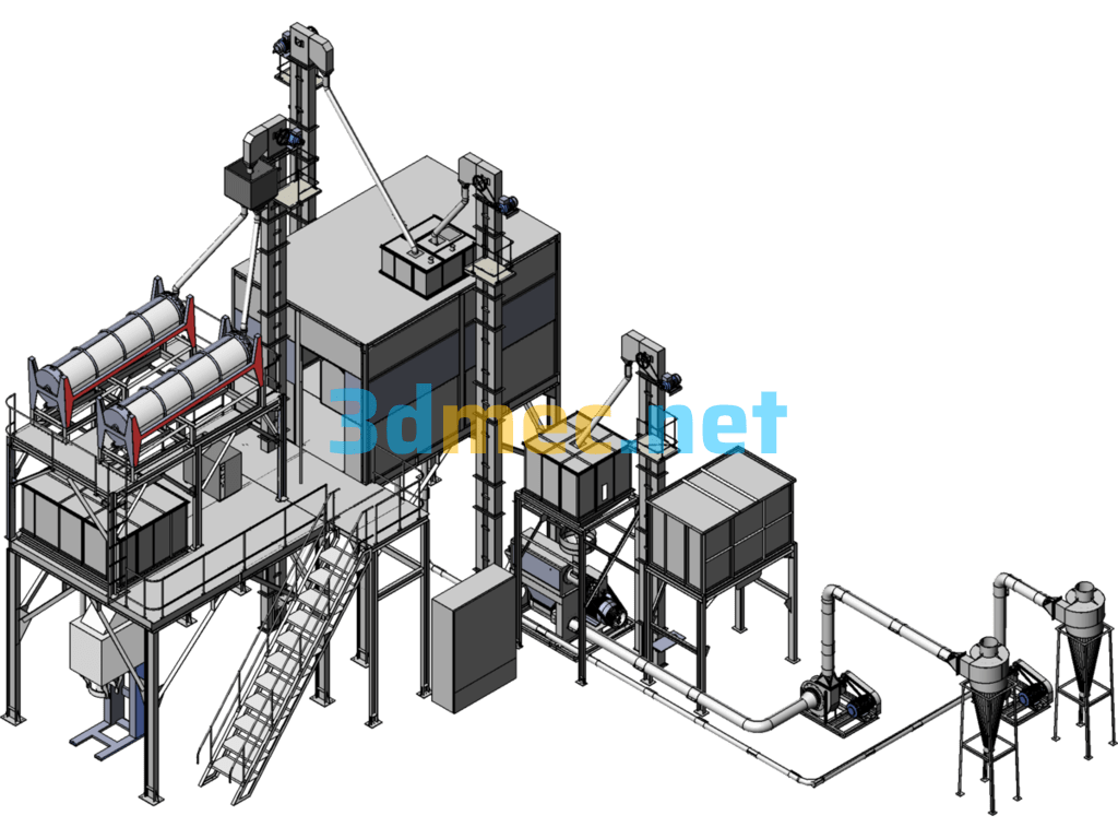 3D Model Of A Complete Set Of Equipment For Rice Processing Plant - 3D Model SolidWorks Free Download