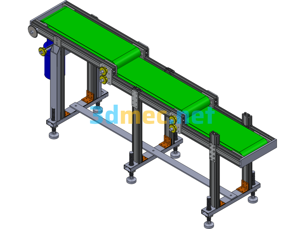 Three-Layer Belt Conveyor - 3D Model SolidWorks Free Download