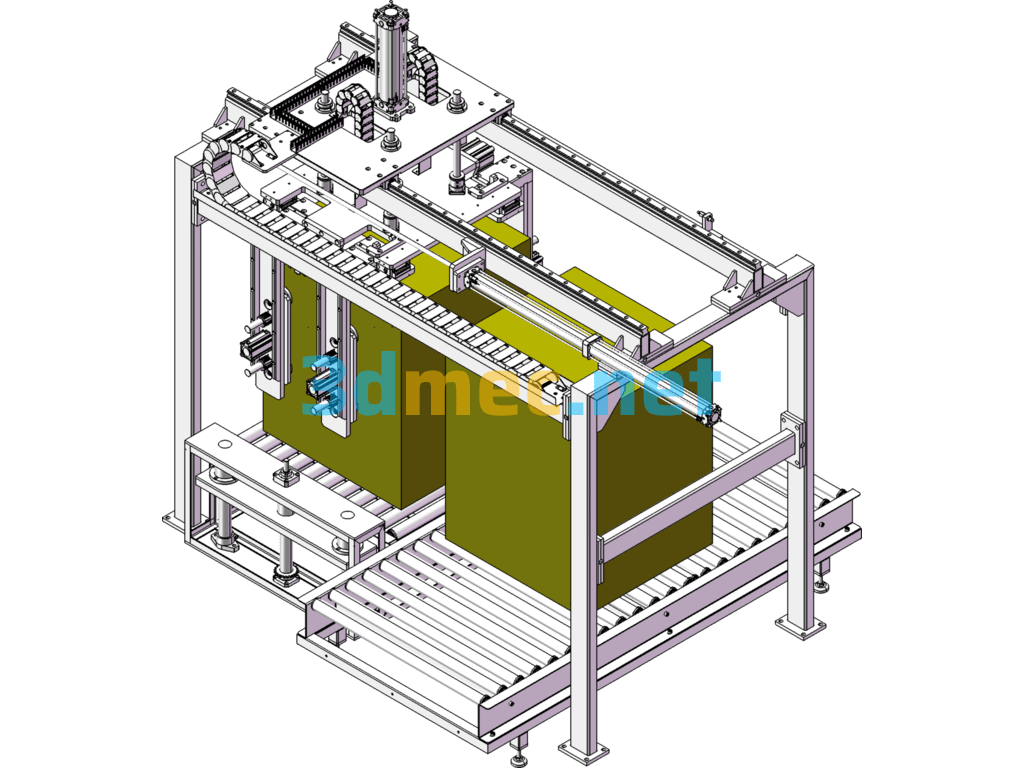 Truss Type Handling Manipulator And Its Roller Conveyor Line Workstation - 3D Model SolidWorks Free Download