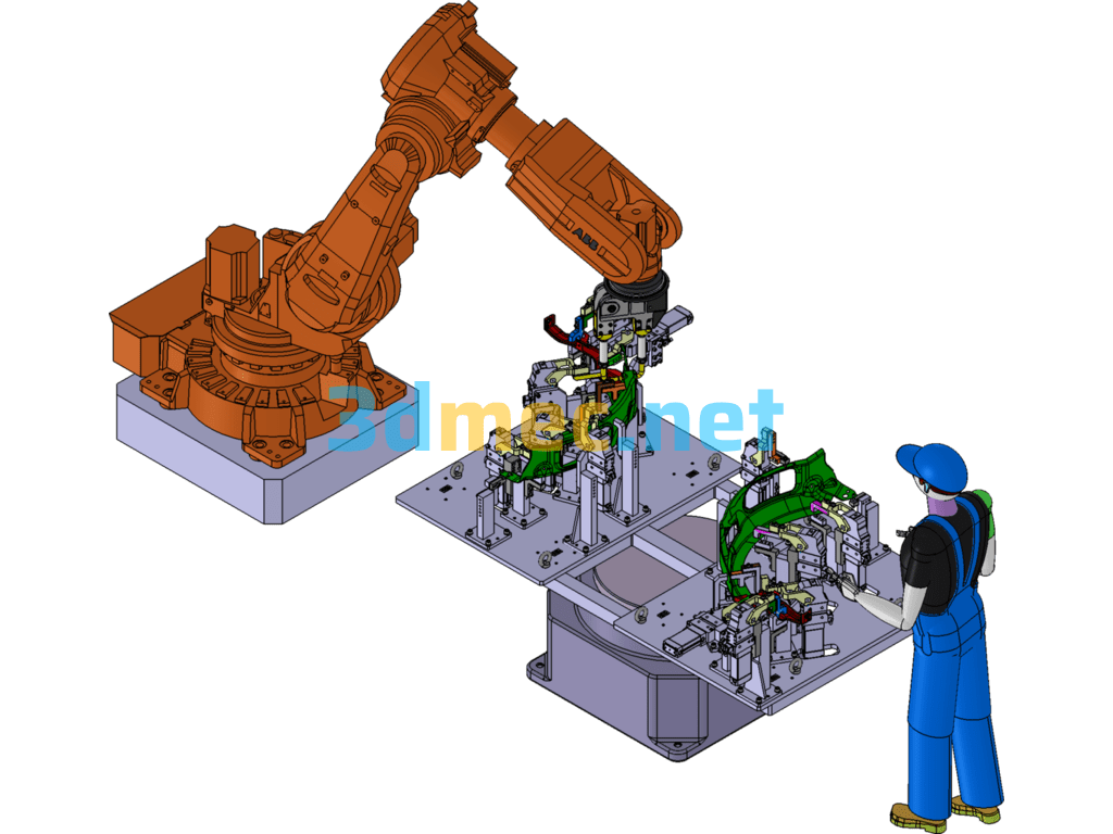 Industrial Robot Automatic Welding Work Cell - 3D Model SolidWorks Free Download