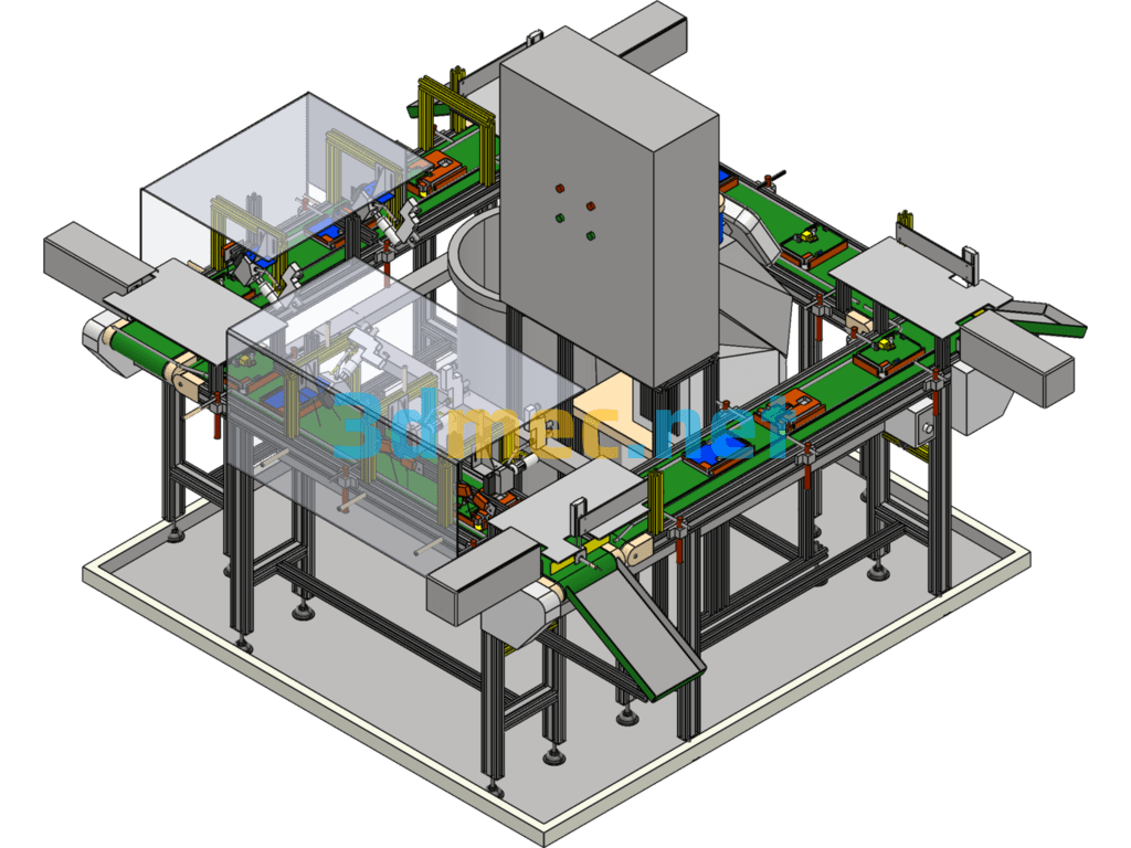 Electronic Manufacturing Hot Melt Dispensing Welding Automatic Production Line - 3D Model SolidWorks Free Download