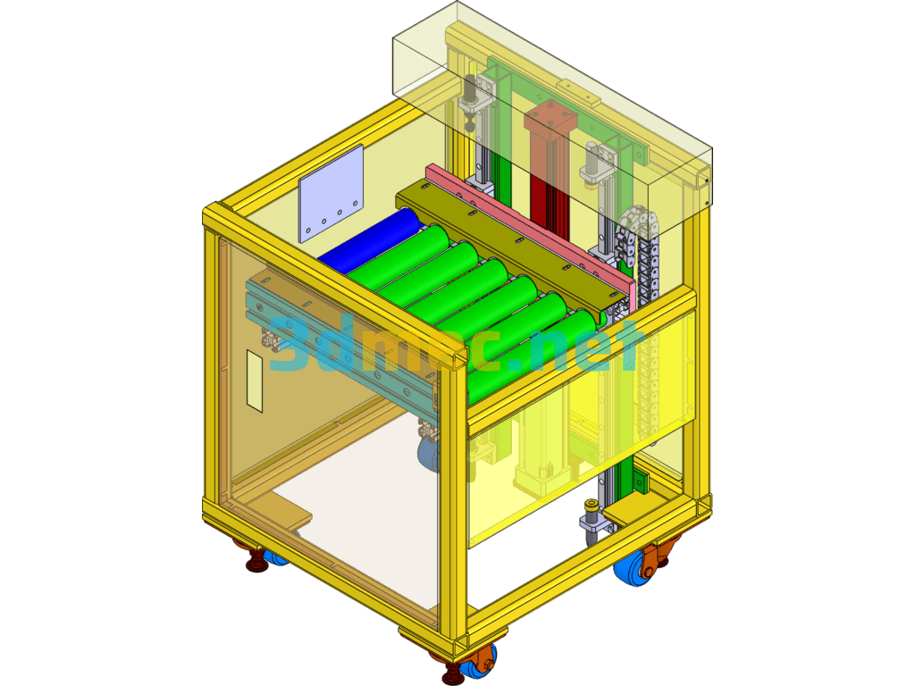 Conveyor Belt Tray Lifting Mechanism - 3D Model SolidWorks Free Download