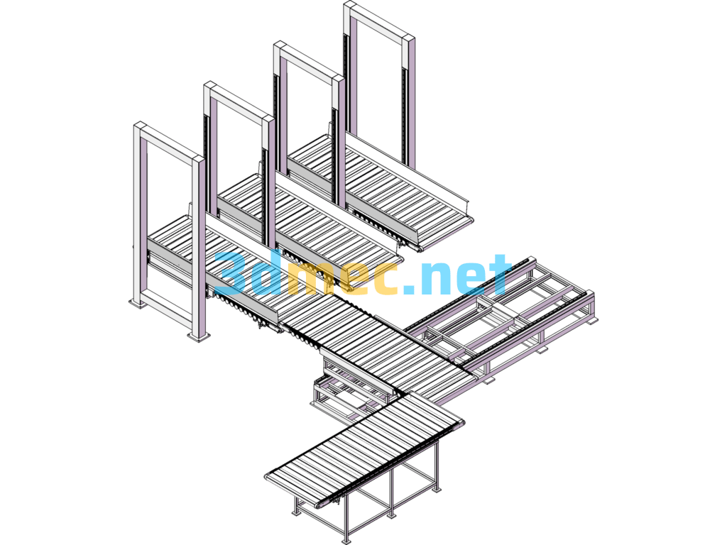 Automatic Conveying Device For Square Materials - 3D Model SolidWorks Free Download