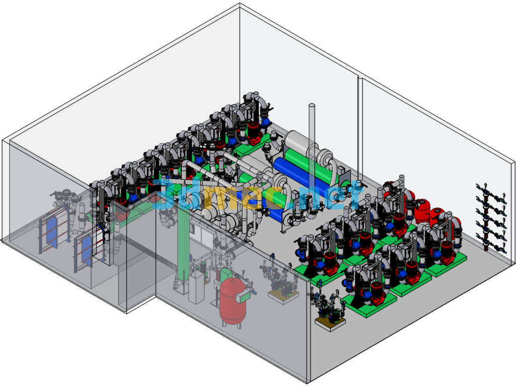 Central Cooling Piping System Equipment Design Model - 3D Model SolidWorks Free Download