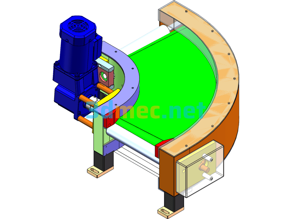 90° Turning Belt Line - 3D Model SolidWorks Free Download