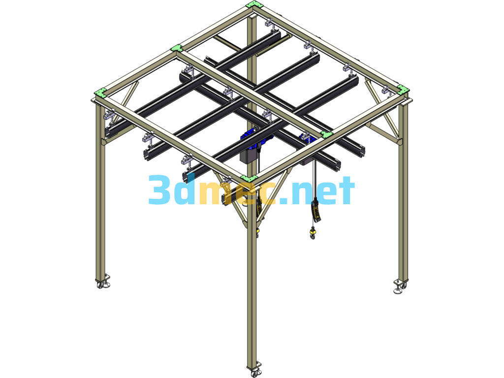 Electric Hoist Lifting Platform (Double Station) - 3D Model SolidWorks Free Download