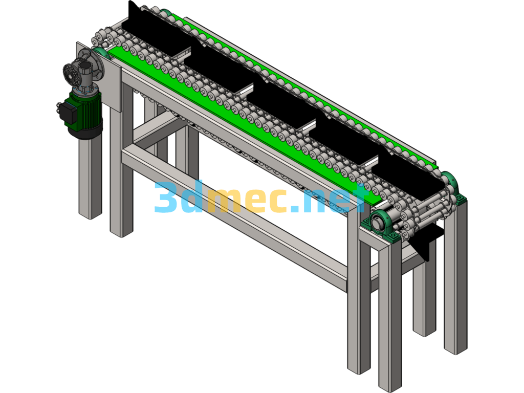 Steel Pipe Horizontal Conveyor - 3D Model SolidWorks Free Download