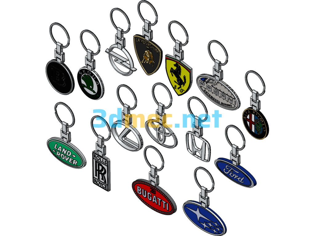 Car Badge Keychain - 3D Model SolidWorks Free Download