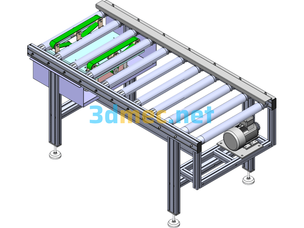 3D Modeling Drawing Of Roller Conveyor Line With Steering Mechanism - 3D Model SolidWorks Free Download