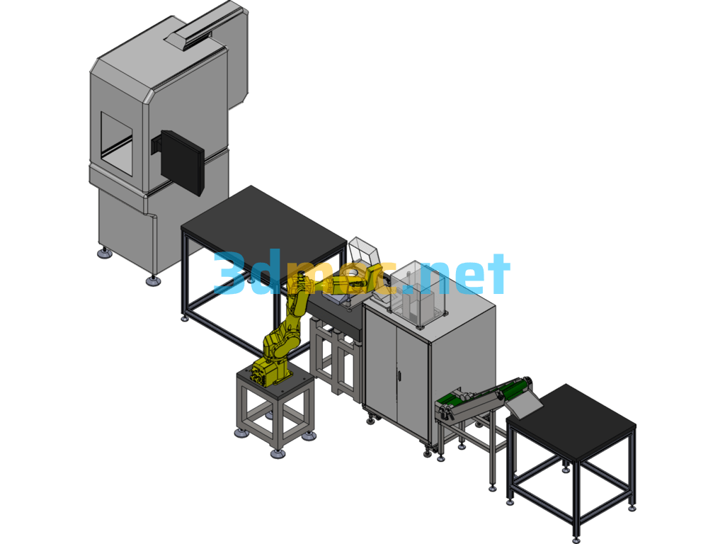 Robot Packaging, Coding And Weighing Scheme Diagram - 3D Model SolidWorks Free Download