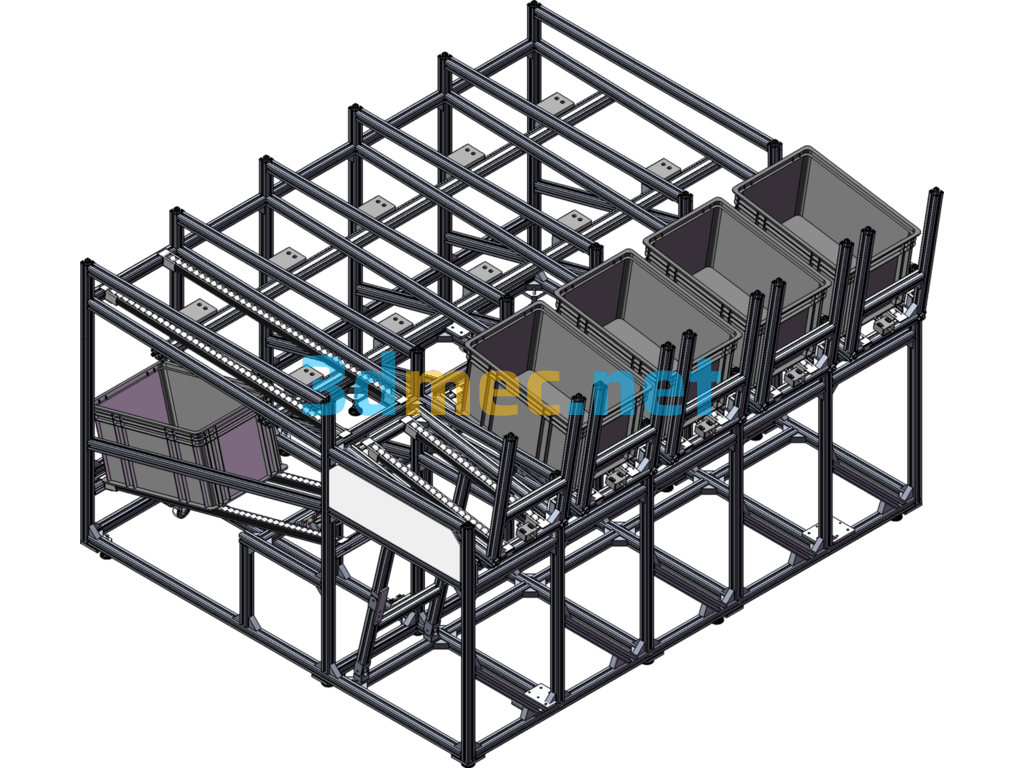 Automatic Empty Box Unloading Rack - 3D Model SolidWorks Free Download