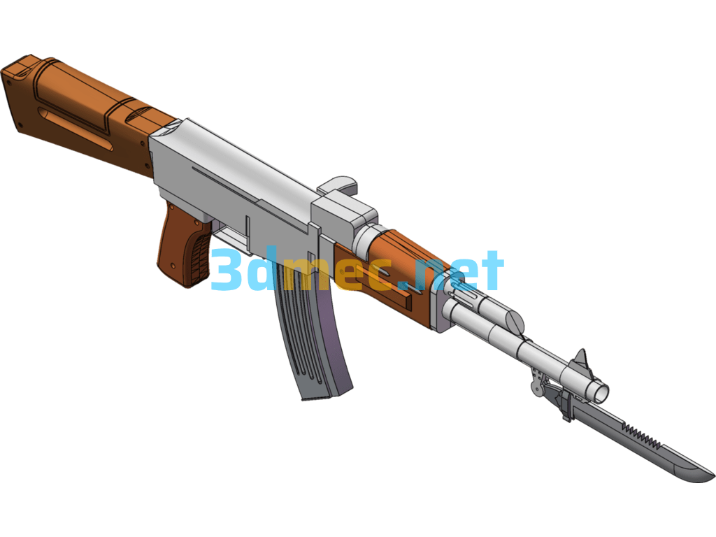 New AK47 With Bayonet - 3D Model SolidWorks Free Download