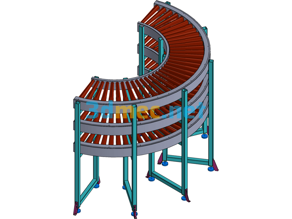 180 Roller Line Three Layers - 3D Model SolidWorks Free Download