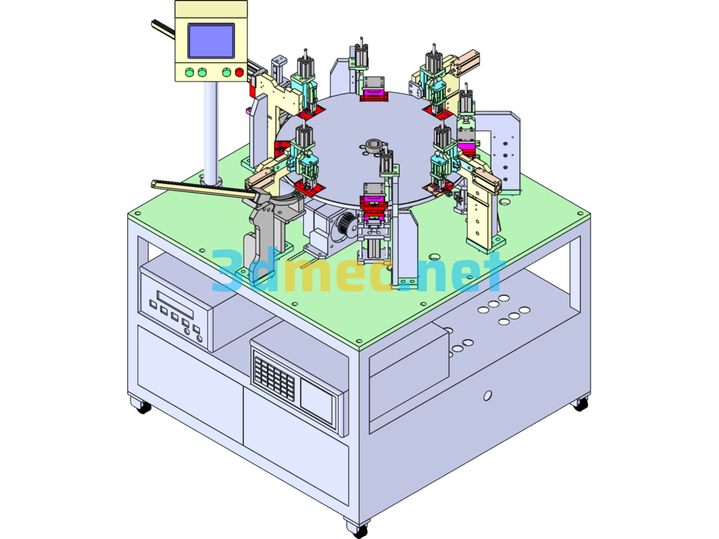 Rotary Table Eight-Station Test Assembly Machine - 3D Model SolidWorks Free Download