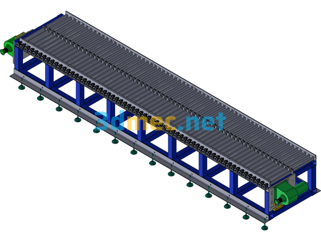 Heavy Duty Double Belt Bearing Roller Line - 3D Model SolidWorks Free Download