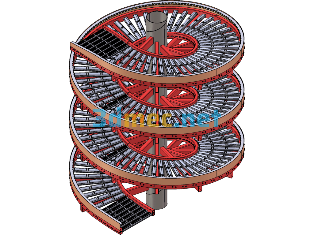 Screw Gravity Roller Conveyor - 3D Model SolidWorks Free Download