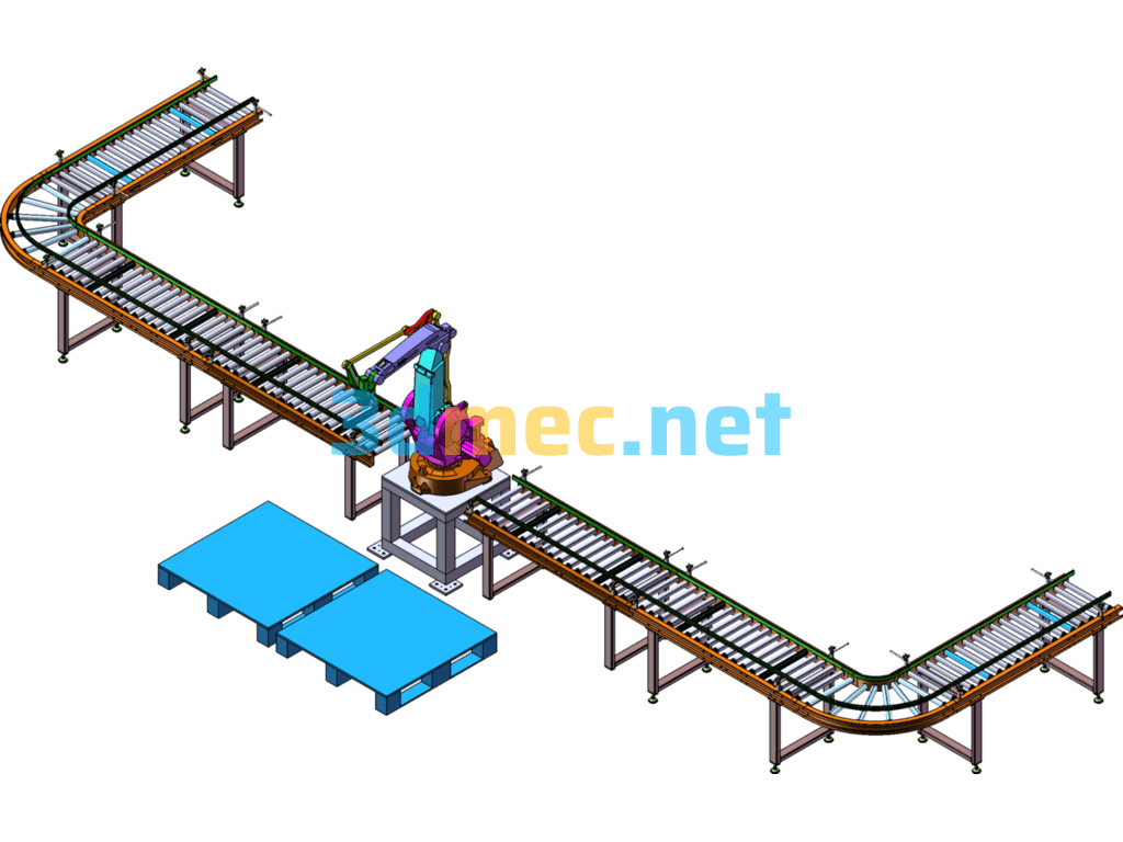 Palletizing Roller Line - 3D Model SolidWorks Free Download