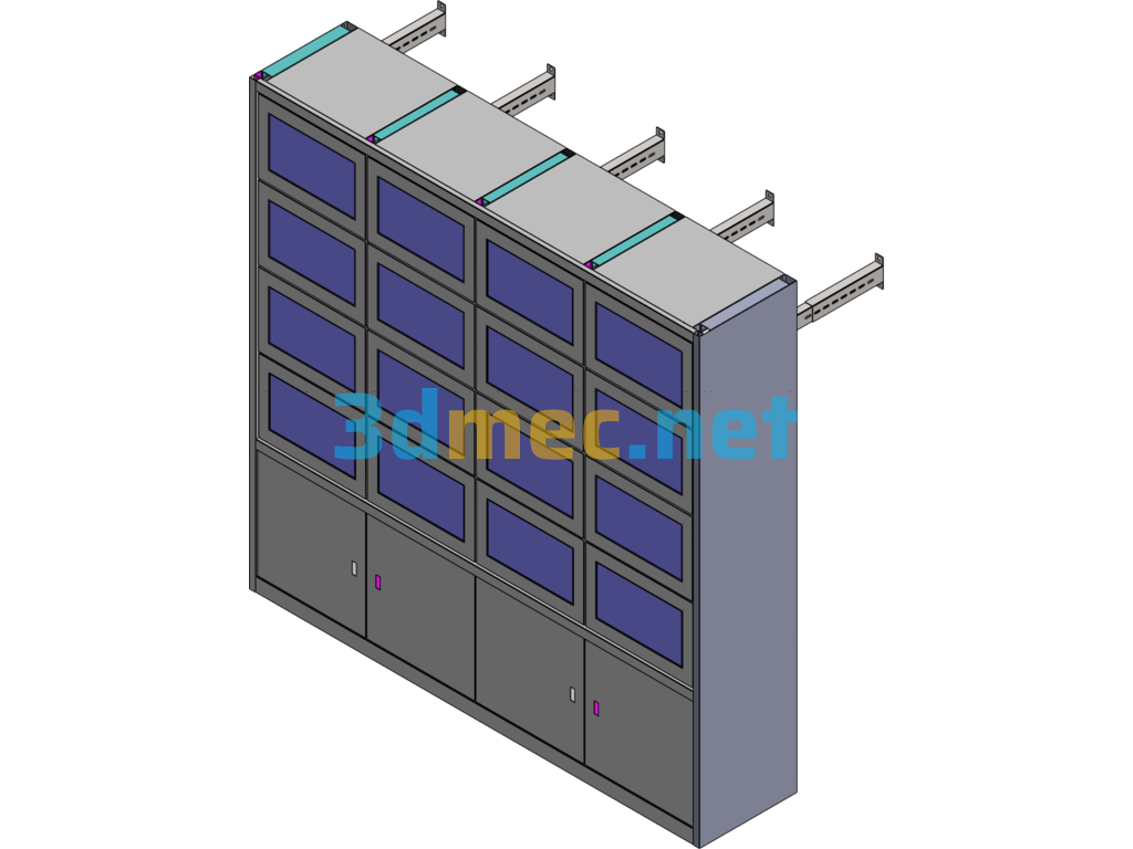 TV Stand Sheet Metal Structure TV Monitoring Wall - 3D Model SolidWorks Free Download