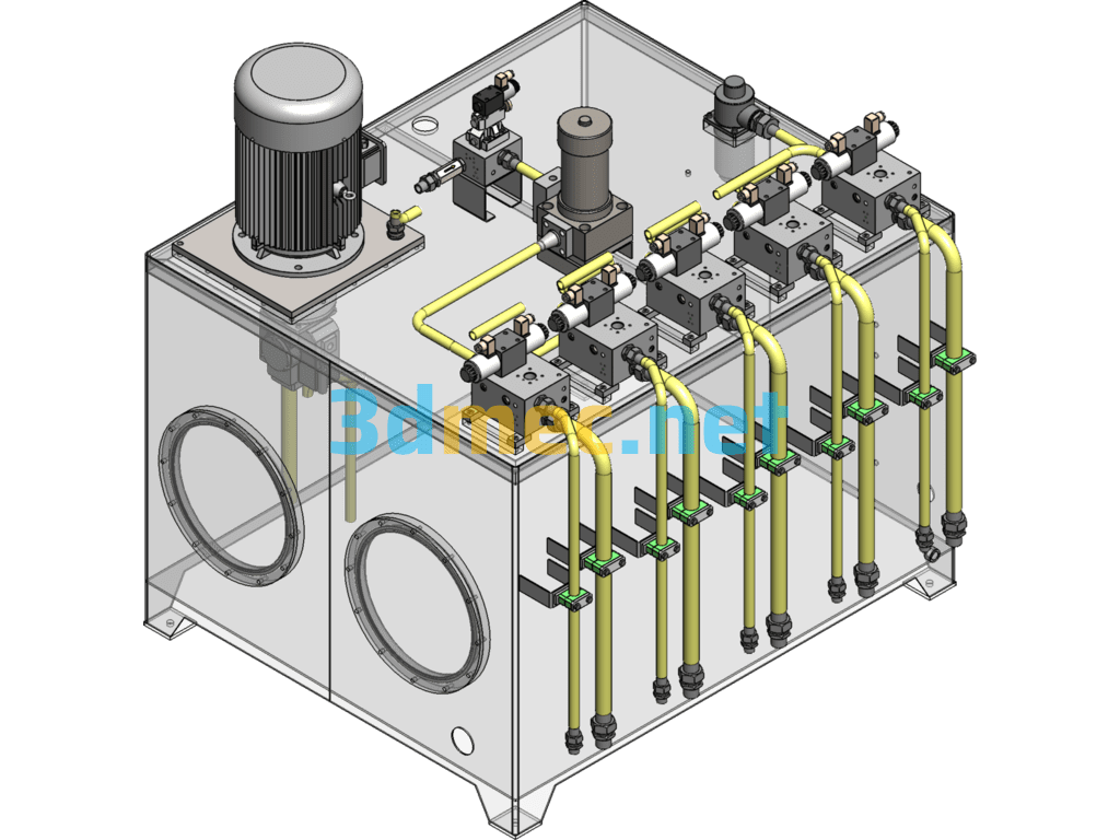 Complete Hydraulic Station 3D Pipe Valve Block - 3D Model SolidWorks Free Download