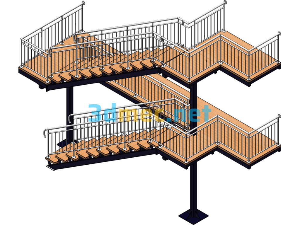 Steel Structure Stairs - 3D Model SolidWorks Free Download