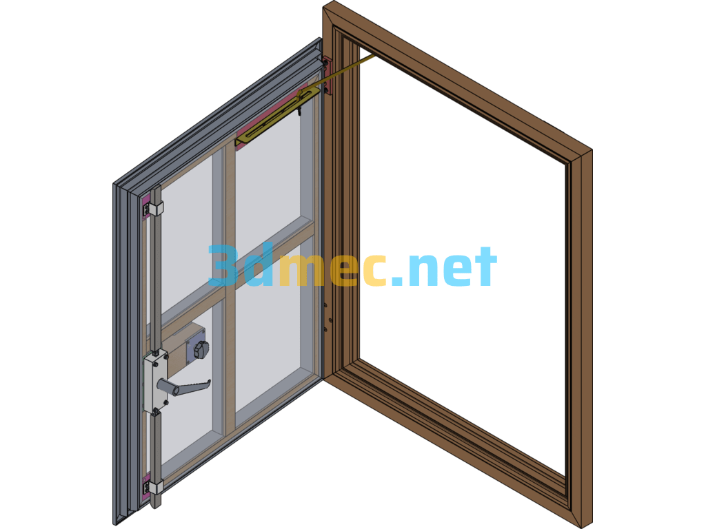 Shelter Doors, Hinges, Door Limits, Door Locks - 3D Model SolidWorks Free Download