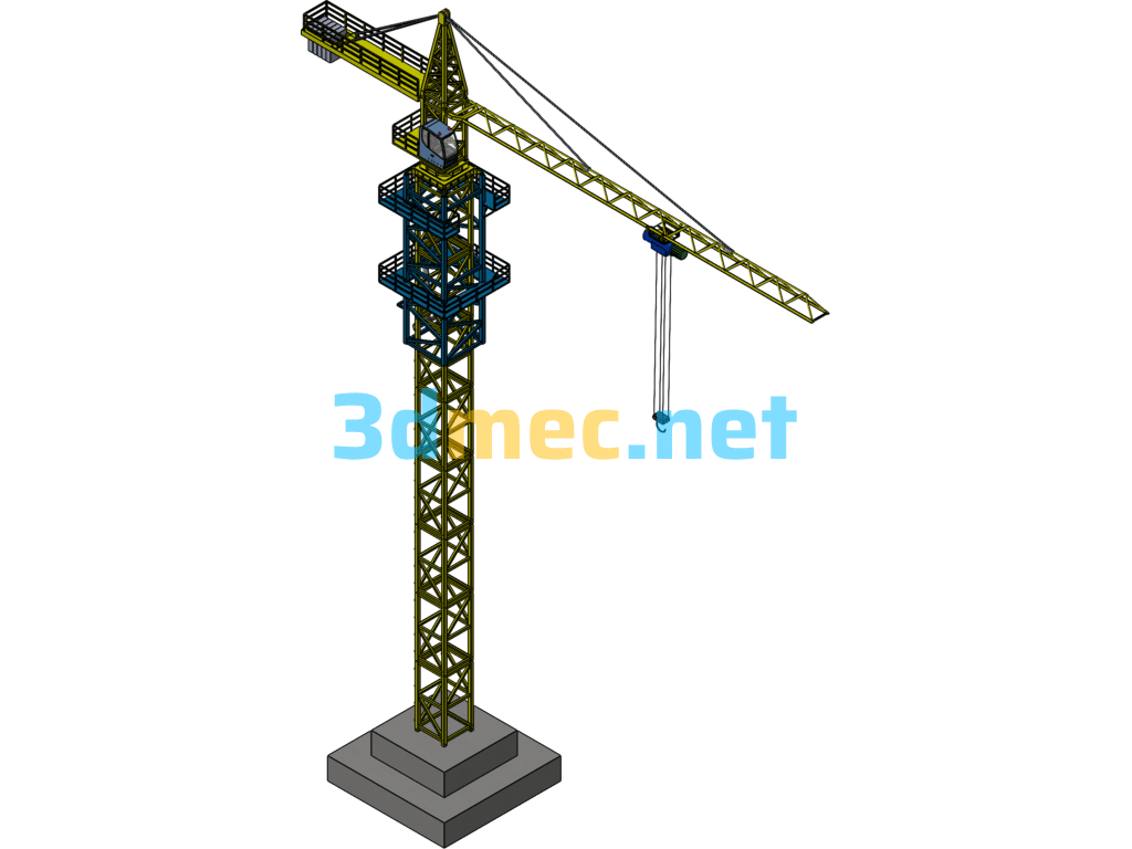 Scale Model Of Self-Elevating Engineering Tower Crane - 3D Model SolidWorks Free Download