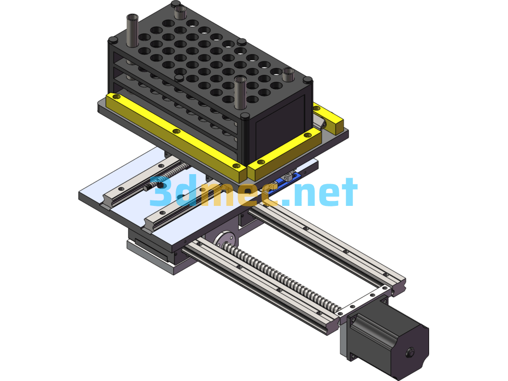 Stepper Motor Horizontal Movement Mechanism - 3D Model SolidWorks Free Download