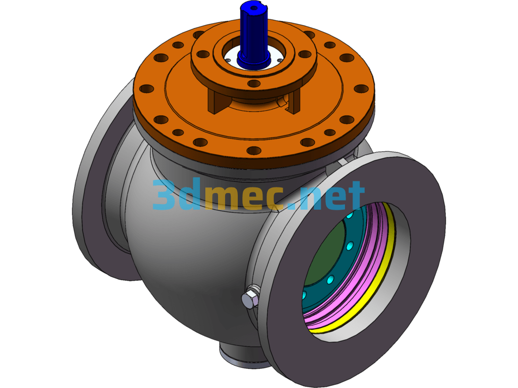 Eccentric Half Ball Valve - 3D Model SolidWorks Free Download