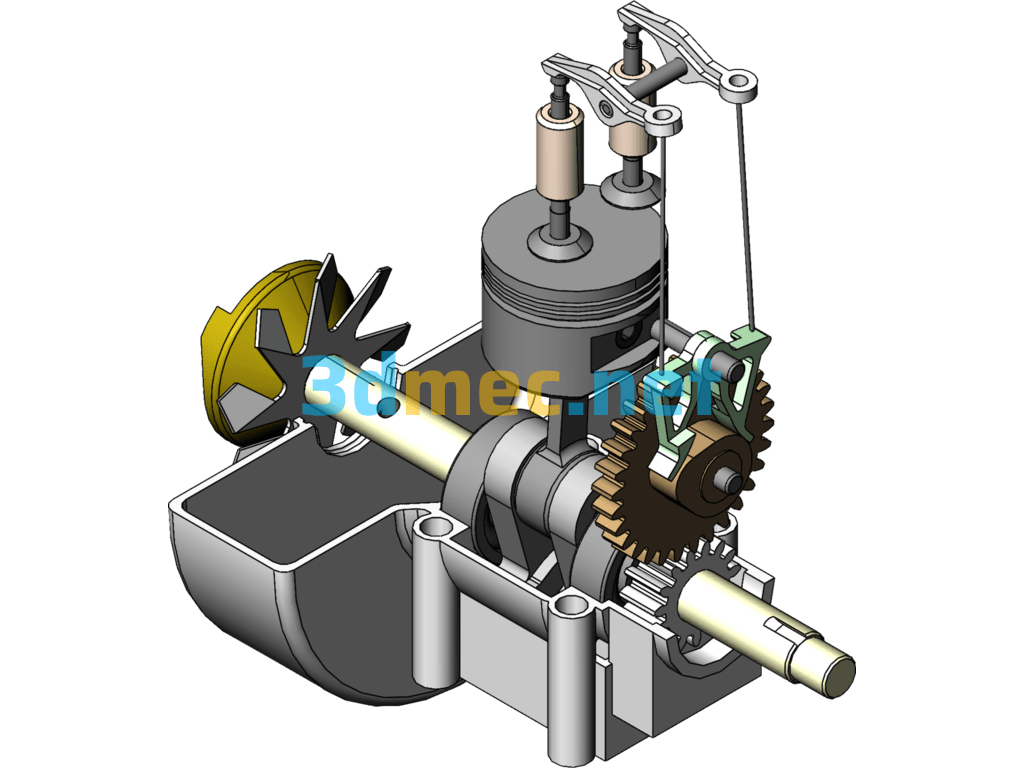 Internal Combustion Engine Movement Mechanism - 3D Model SolidWorks Free Download