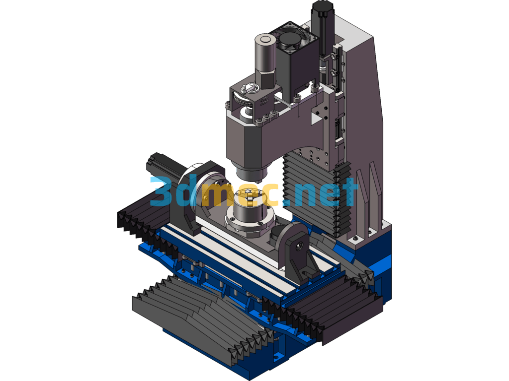 Vertical Four-Axis CNC Milling Machine - 3D Model SolidWorks Free Download