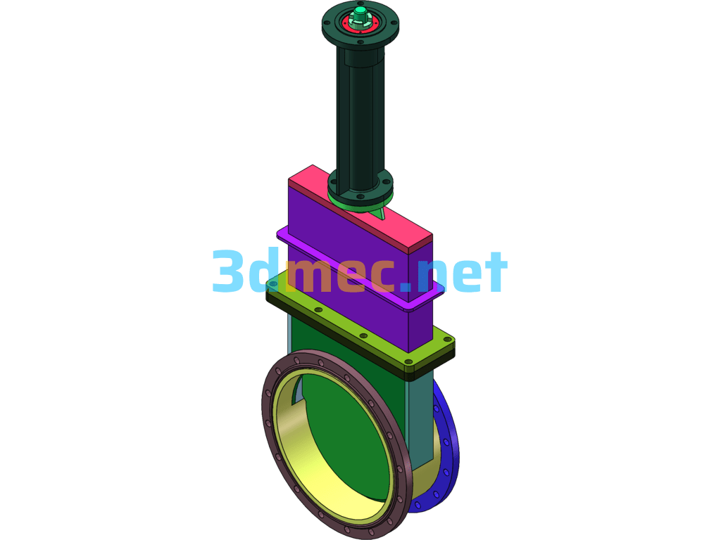 DN450 Fully Welded Knife Type Gate Valve - 3D Model SolidWorks Free Download