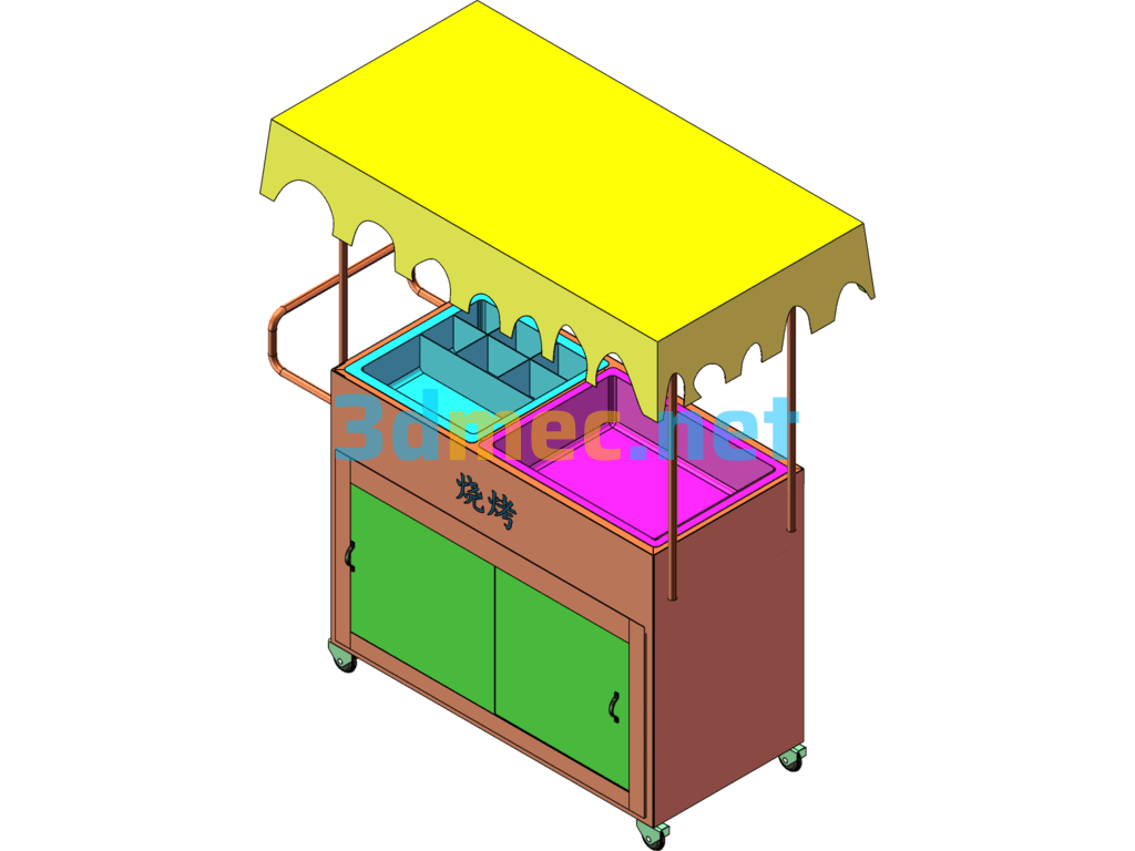 Mobile Barbecue Stall - 3D Model SolidWorks Free Download