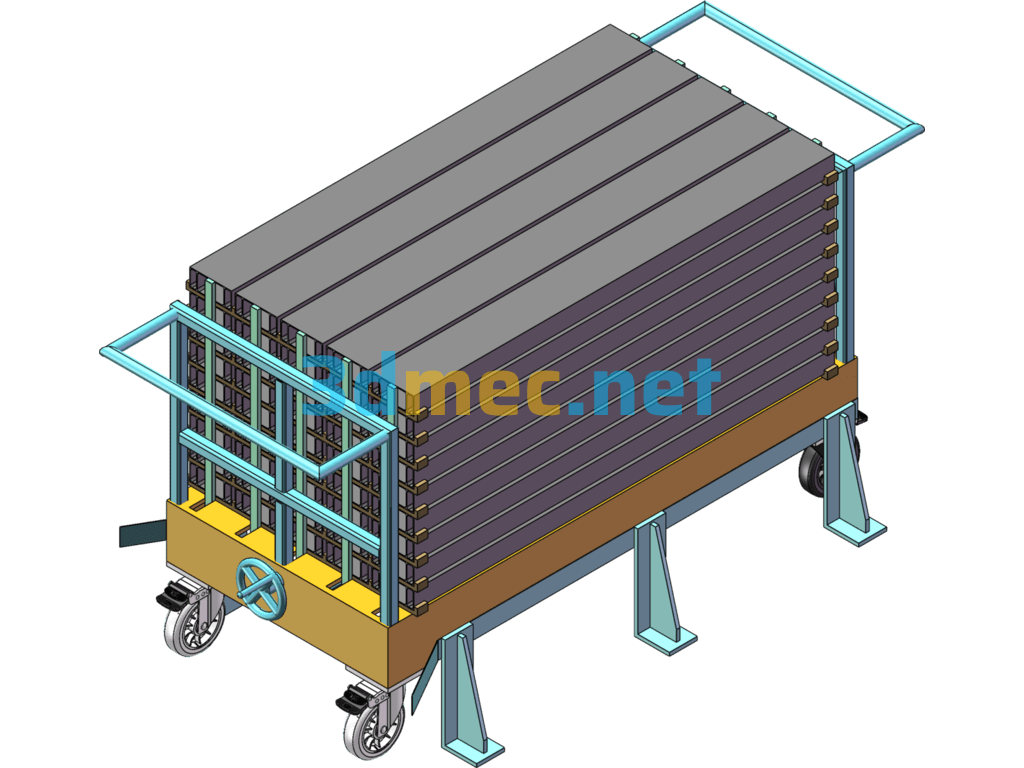 Aluminum Profile Feeding Trolley - 3D Model SolidWorks Free Download