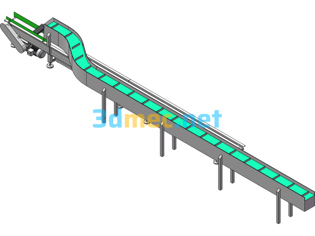 Slope Merging Conveyor - 3D Model SolidWorks Free Download