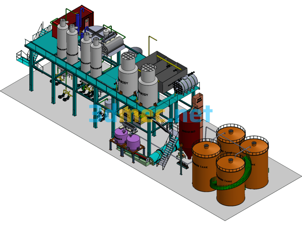 Automated Sugar Factory - 3D Model SolidWorks Free Download