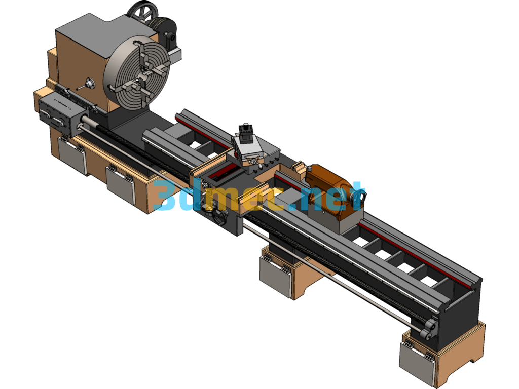 Manual Lathe - 3D Model SolidWorks Free Download