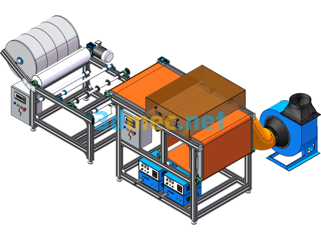 Meltblown Fabric Electret Production Line (Electret Slitting And Winding) - 3D Model SolidWorks Free Download