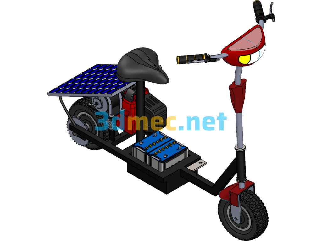 Solar-Bike Solar Powered Bicycle Model - 3D Model SolidWorks Free Download