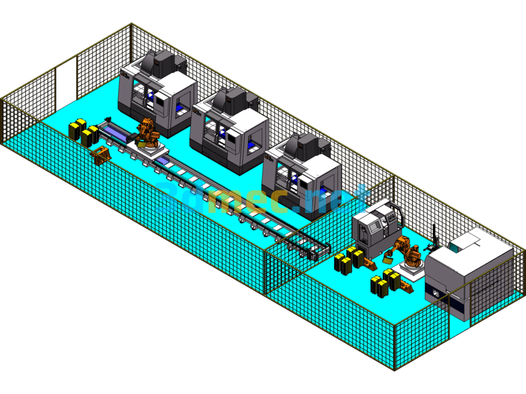 Automatic Production Line For Tile-Shaped Workpieces - 3D Model SolidWorks Free Download