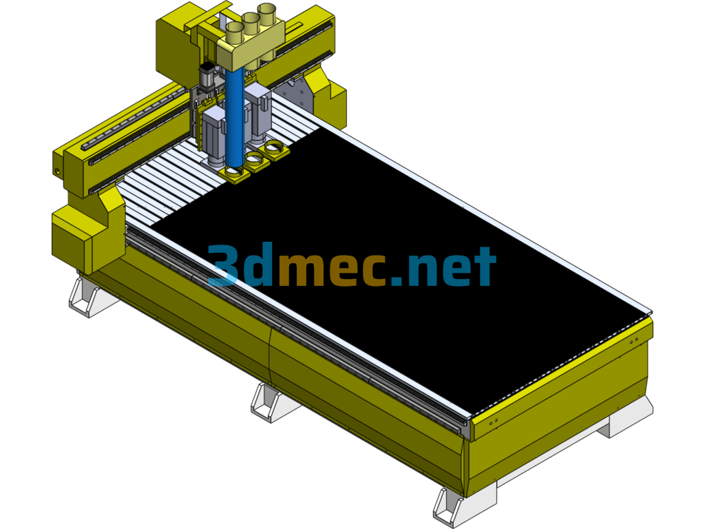 Cylinder Three-Head Tool-Changing Engraving Machine - 3D Model SolidWorks Free Download