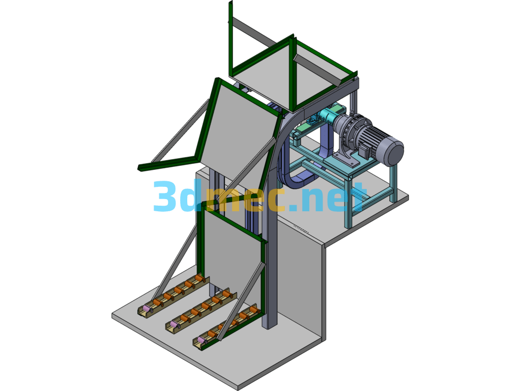 Tipping Bucket Reciprocating Lifting Mechanism - 3D Model SolidWorks Free Download