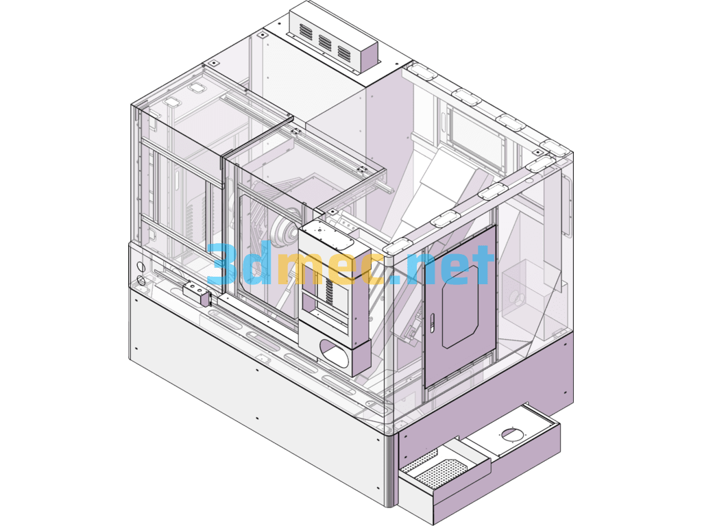 46P Slant Bed CNC Lathe And Sheet Metal Shell - 3D Model SolidWorks Free Download